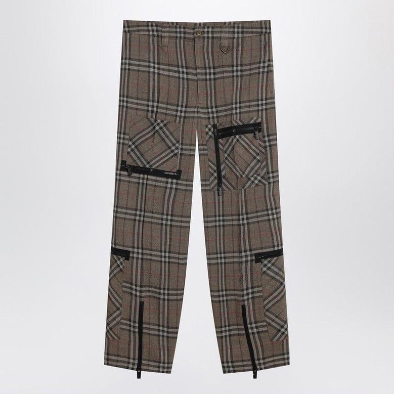 cargo pants check pattern in silk blend by Selfnex