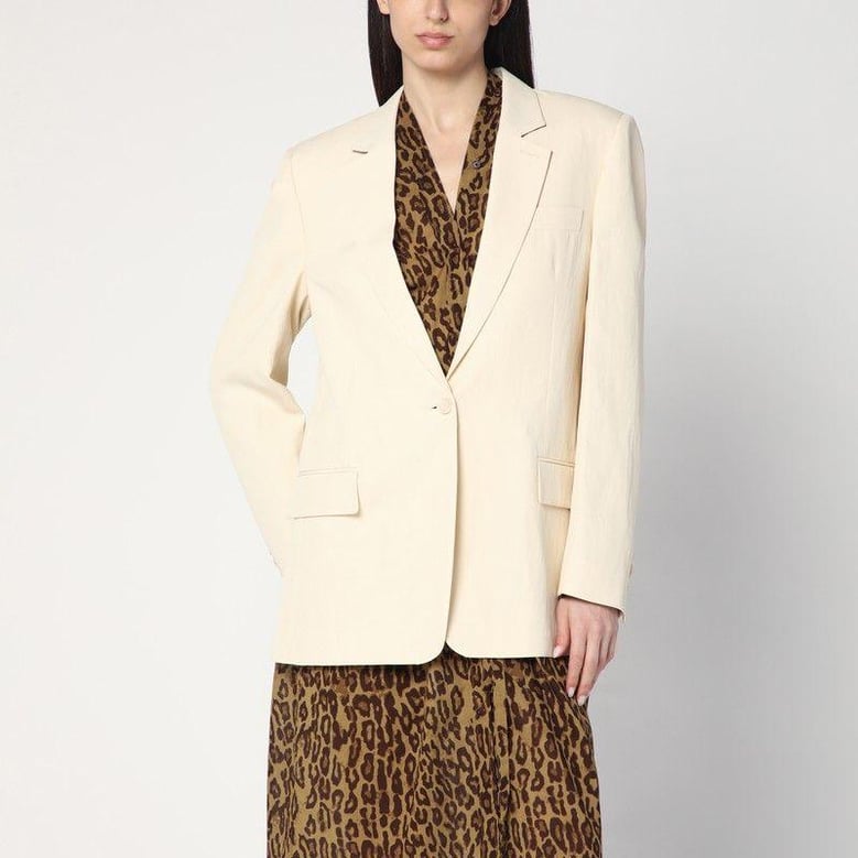 ivory viscose blend blazer by Selfnex