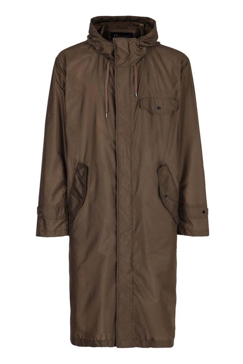 hooded techno fabric raincoat by Selfnex