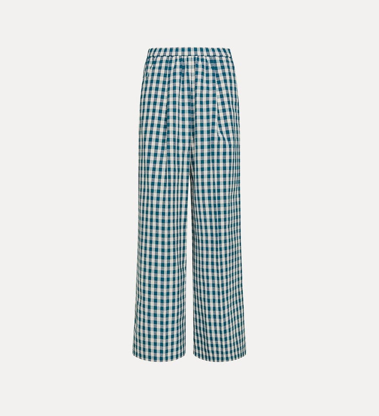 cotton gingham wide leg pants by Selfnex