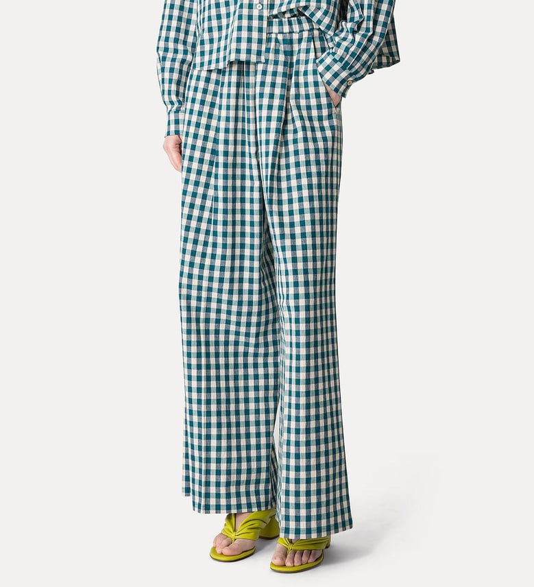 cotton gingham wide leg pants by Selfnex