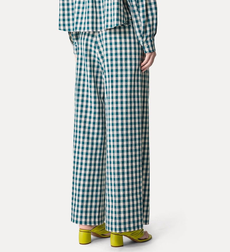 cotton gingham wide leg pants by Selfnex