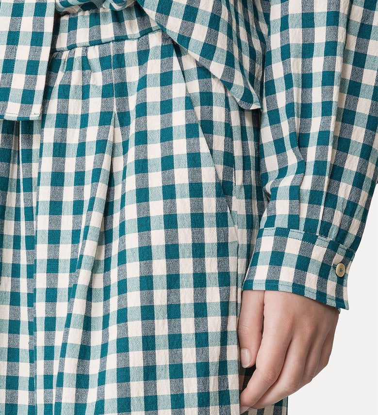 cotton gingham wide leg pants by Selfnex