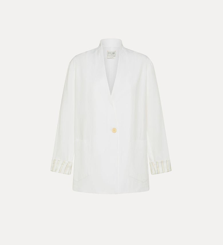 viscose cotton twill double breasted jacket by Selfnex