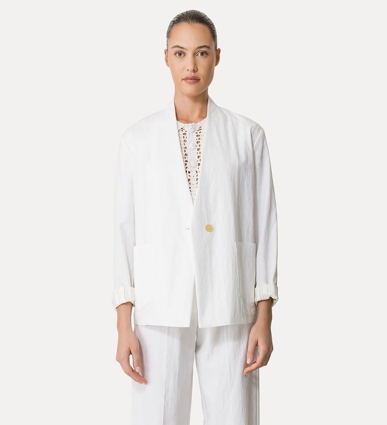 viscose cotton twill double breasted jacket by Selfnex