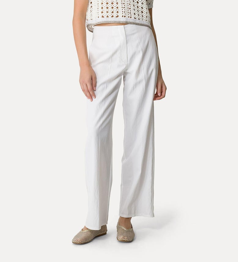 viscose cotton twill straight leg pants by Selfnex