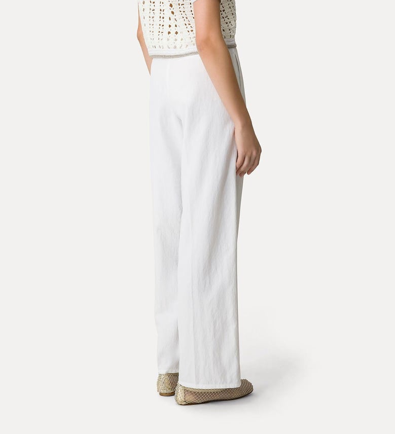 viscose cotton twill straight leg pants by Selfnex
