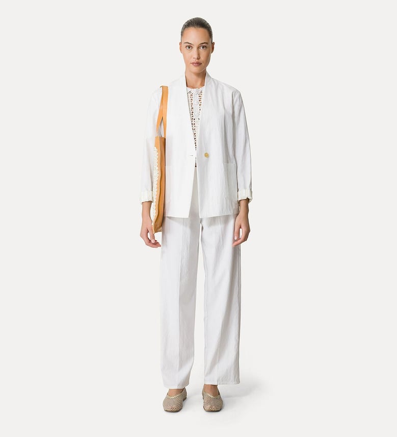viscose cotton twill straight leg pants by Selfnex