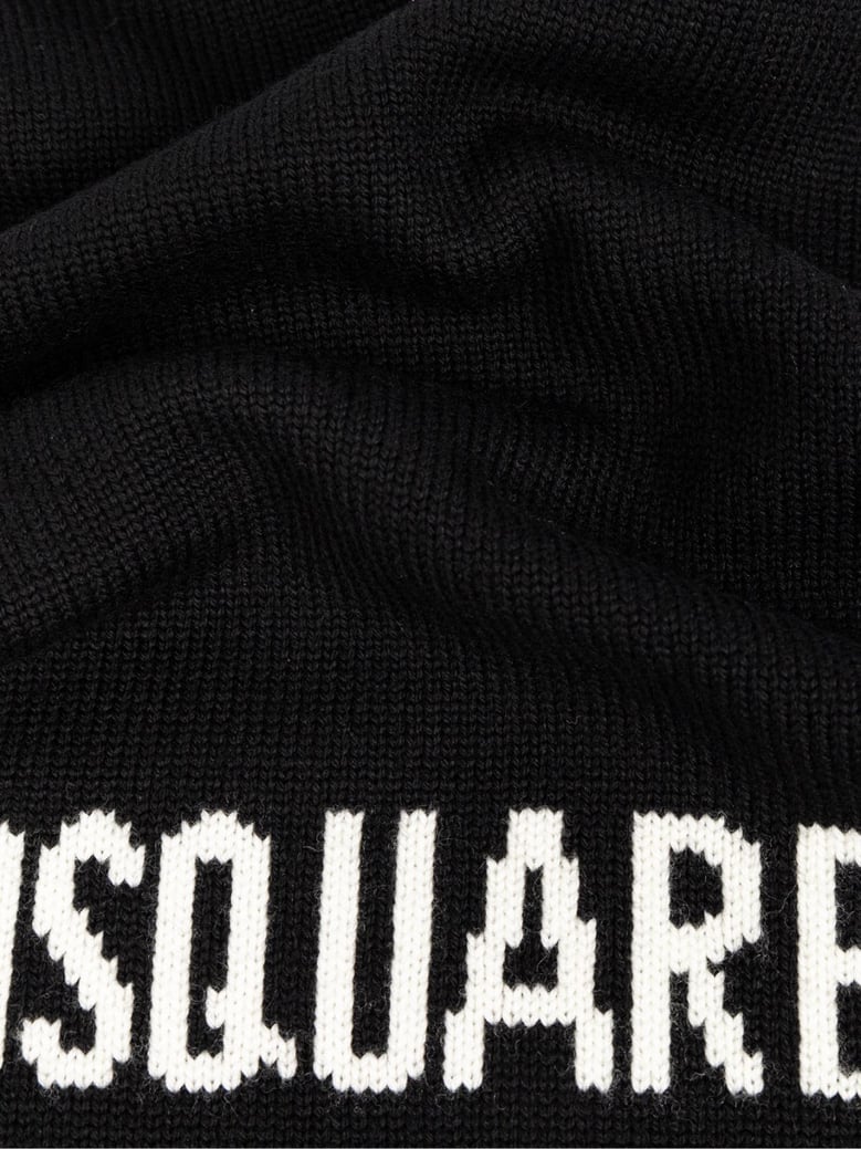 logo intarsia knit wool scarf by Selfnex