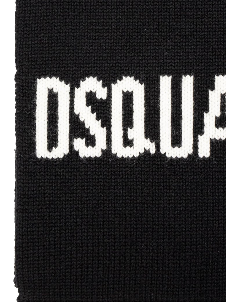 logo intarsia knit wool scarf by Selfnex