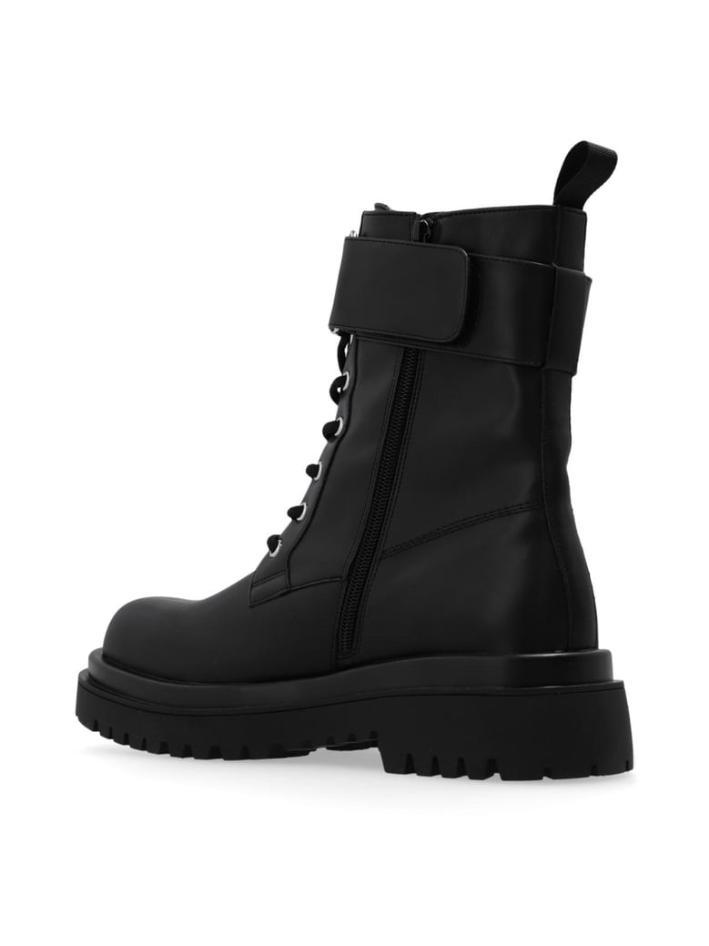 drew logo combat boots by Selfnex