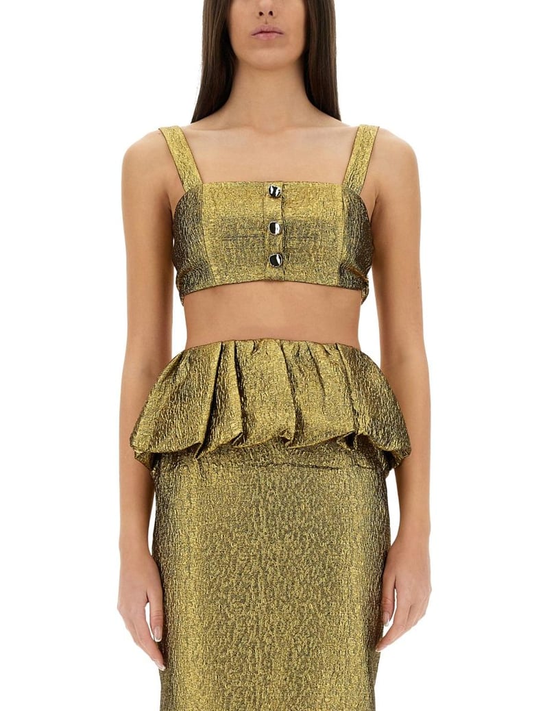 metallic jacquard crop top by Selfnex