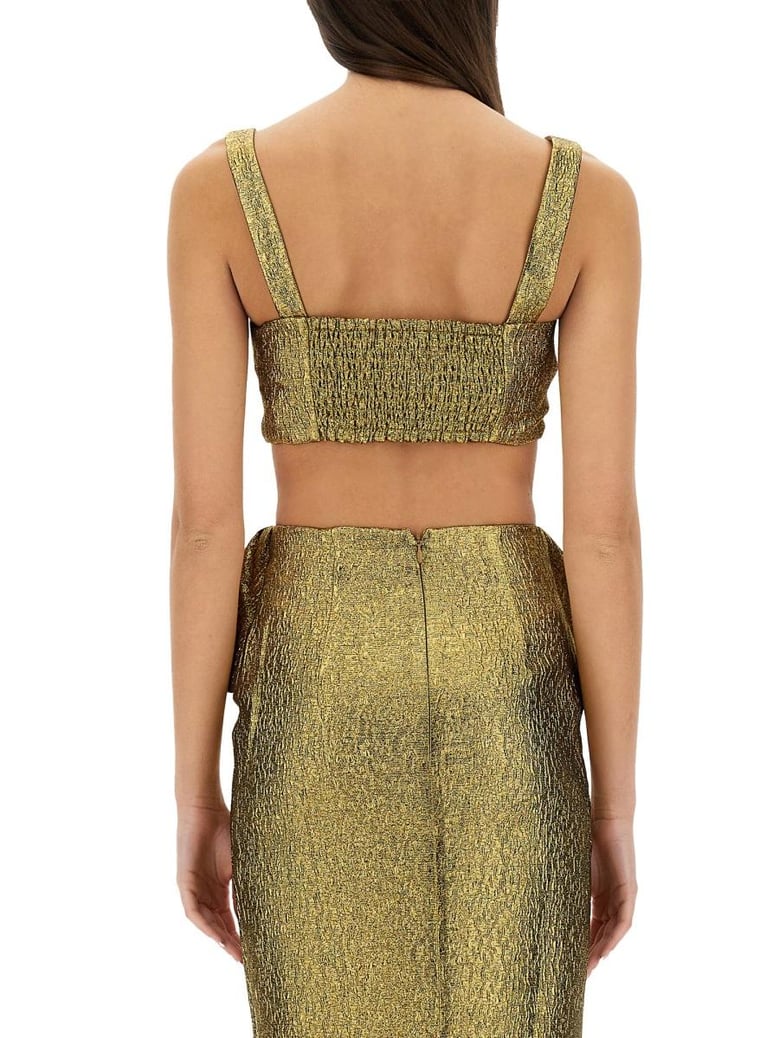 metallic jacquard crop top by Selfnex