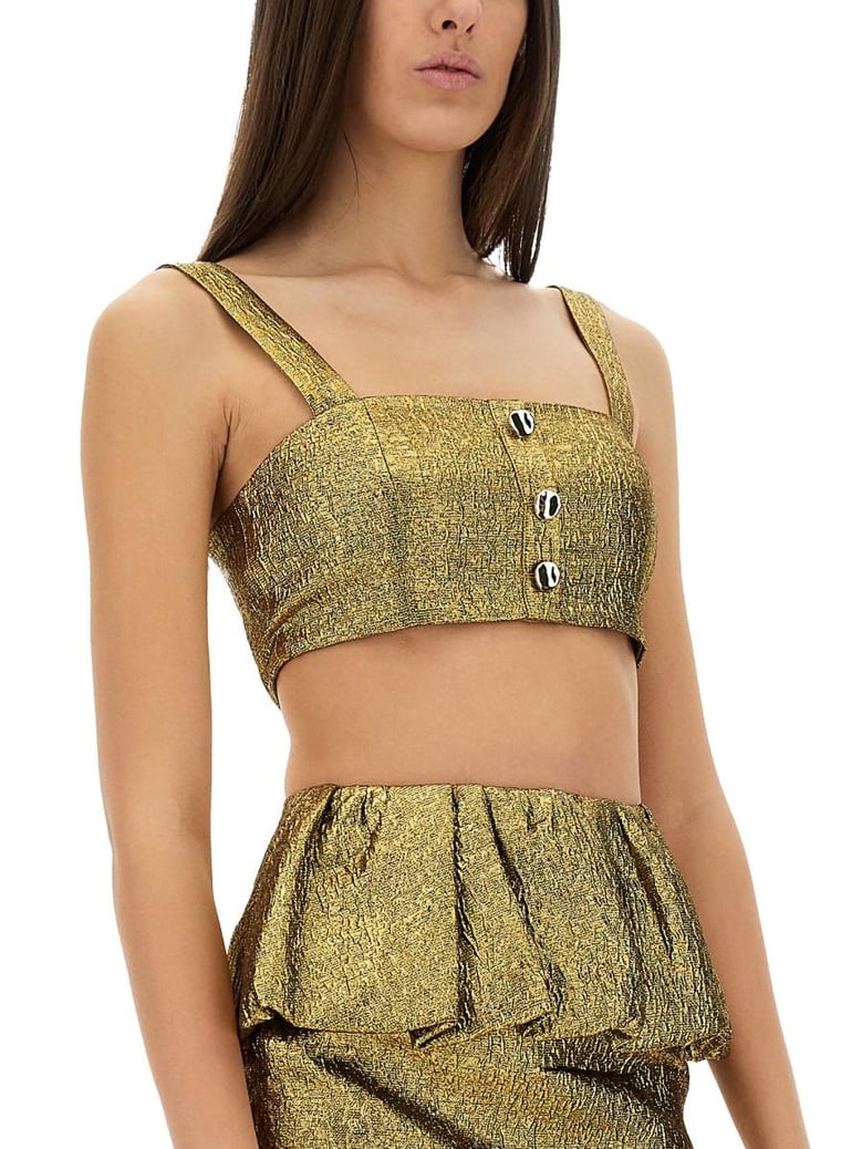 metallic jacquard crop top by Selfnex