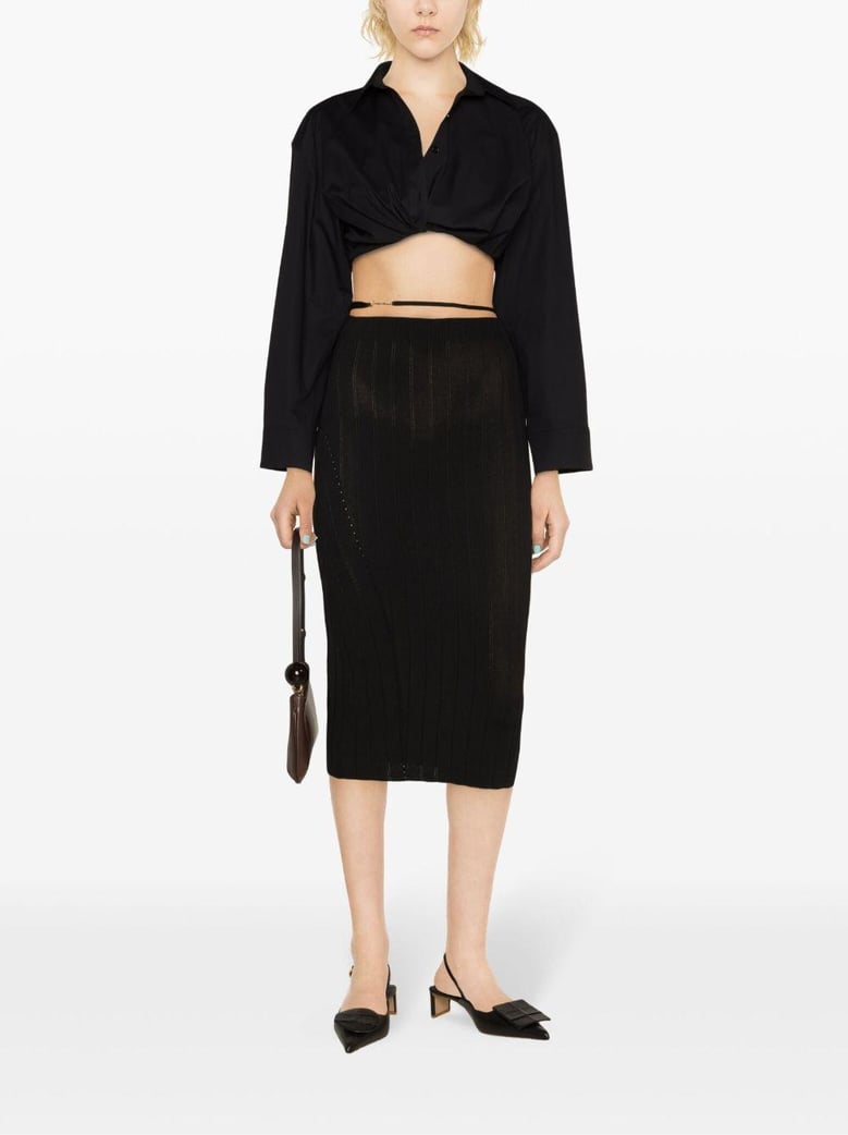 lamb leather midi skirt by Selfnex