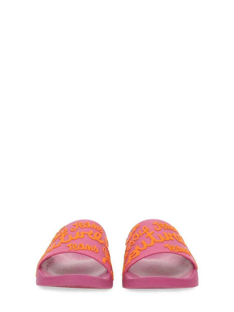 medusa smiley slide sandals by Selfnex