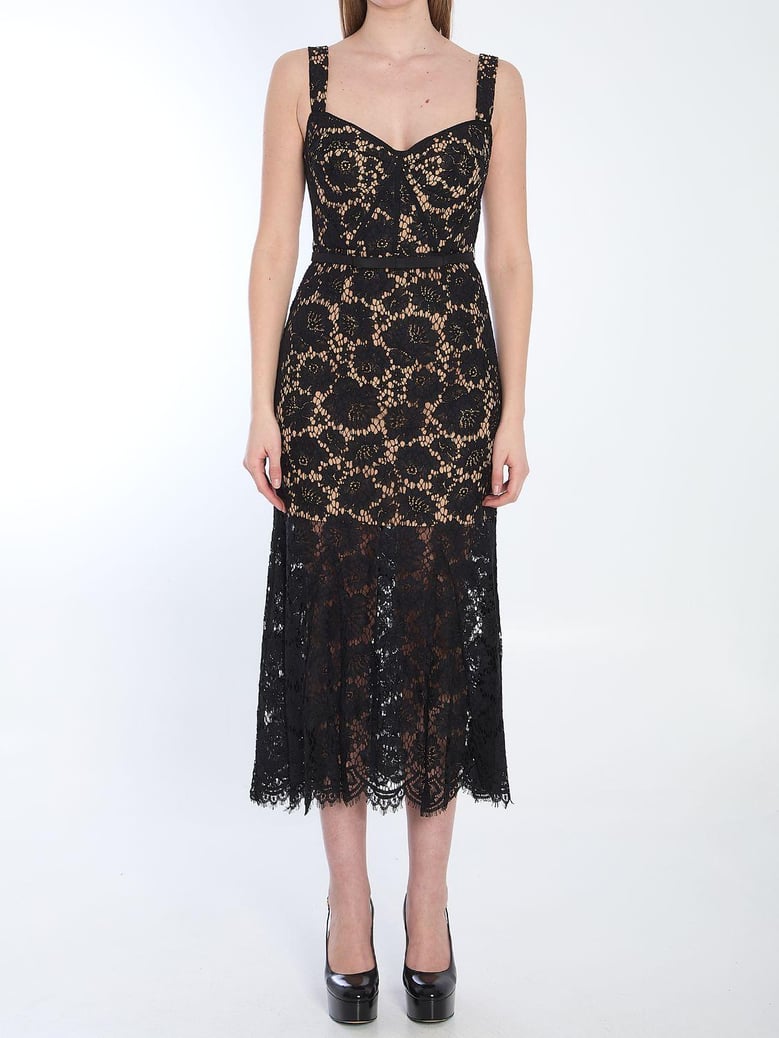 black fine lace midi dress by Selfnex