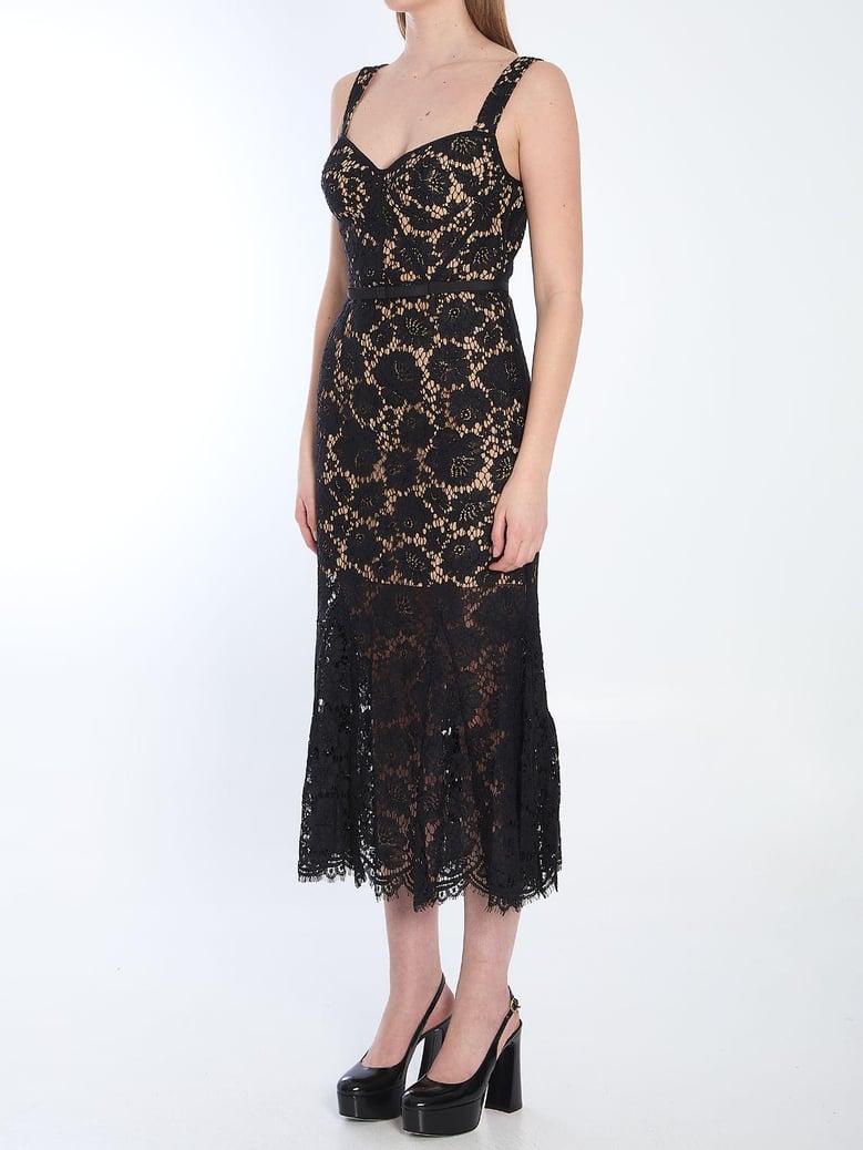 black fine lace midi dress by Selfnex