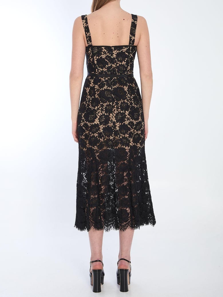 black fine lace midi dress by Selfnex