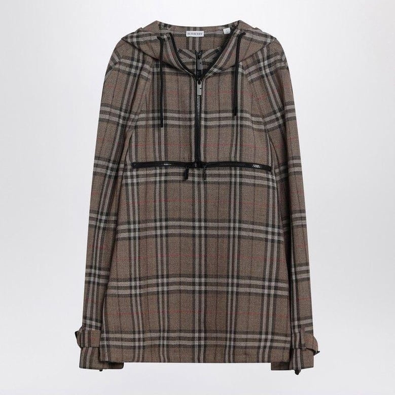 half-zip jacket with check pattern in silk blend by Selfnex