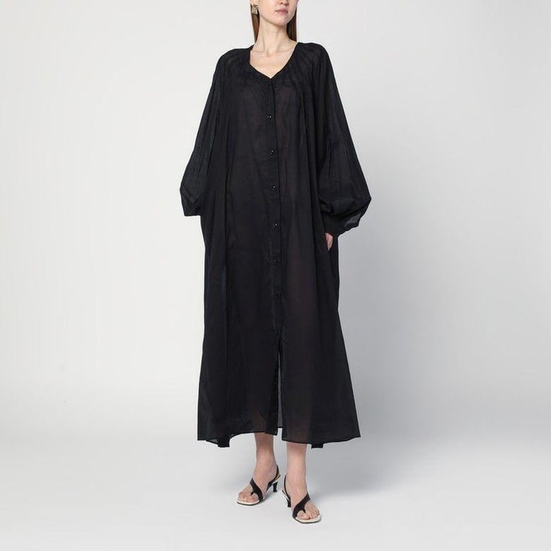 loose black dress in cotton by Selfnex