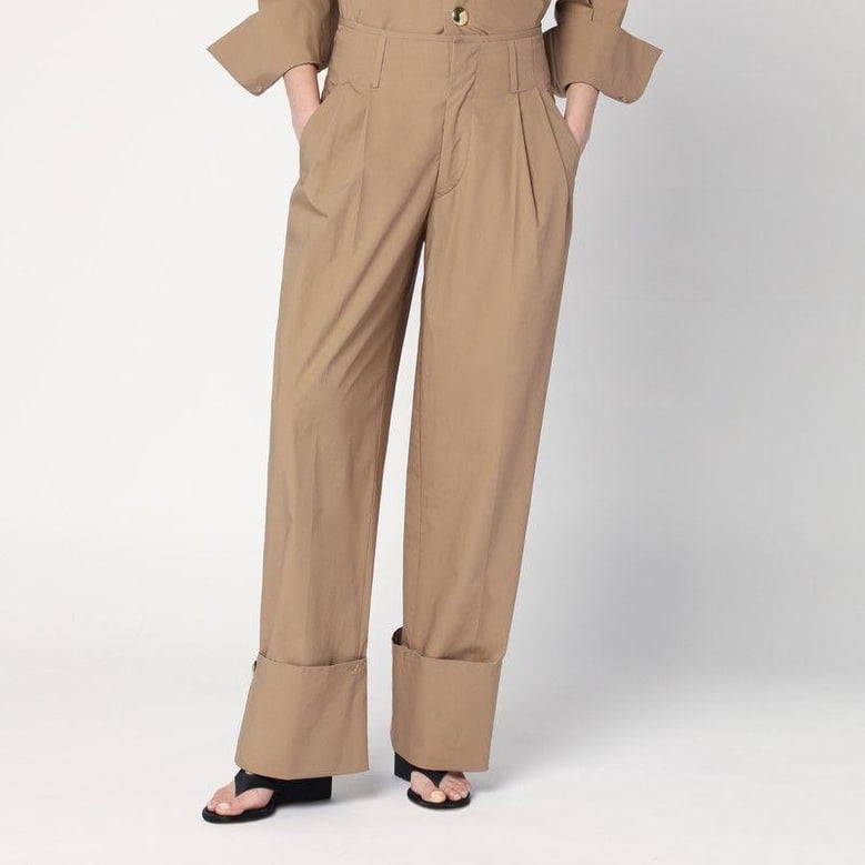 camel-coloured cuffed trousers by Selfnex