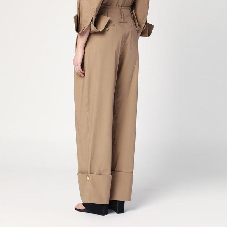 camel-coloured cuffed trousers by Selfnex