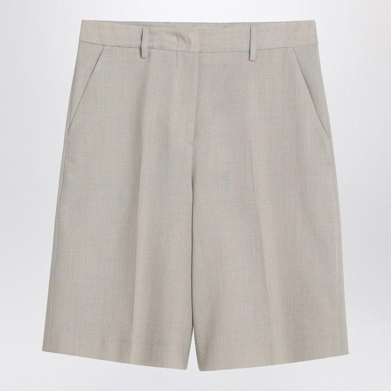 beige mélange wool-blend bermuda by Selfnex