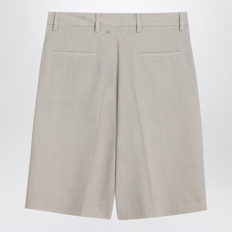 beige mélange wool-blend bermuda by Selfnex