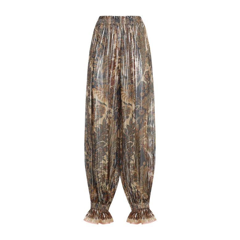pleated silk-blend trousers by Selfnex