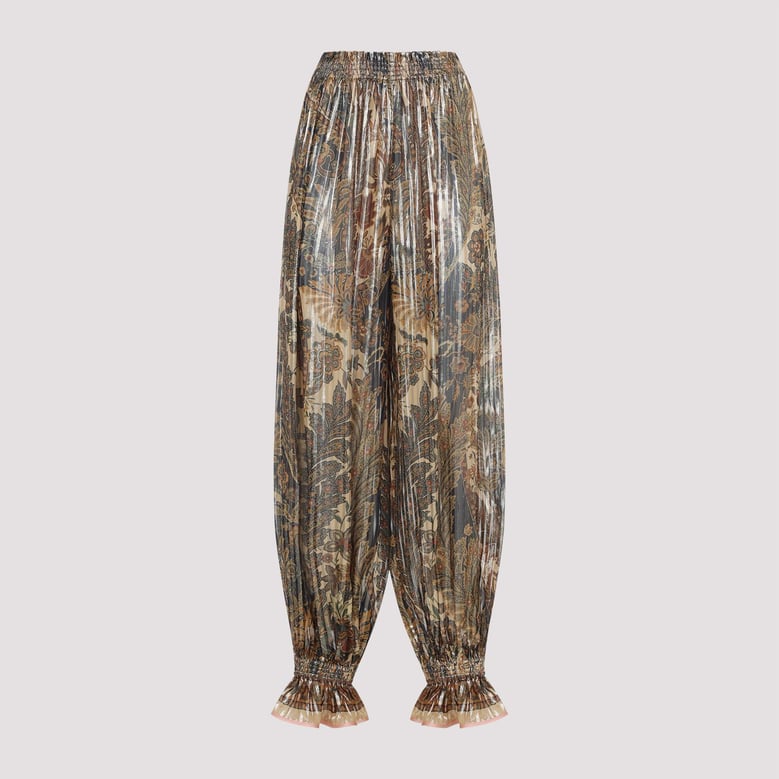 pleated silk-blend trousers by Selfnex