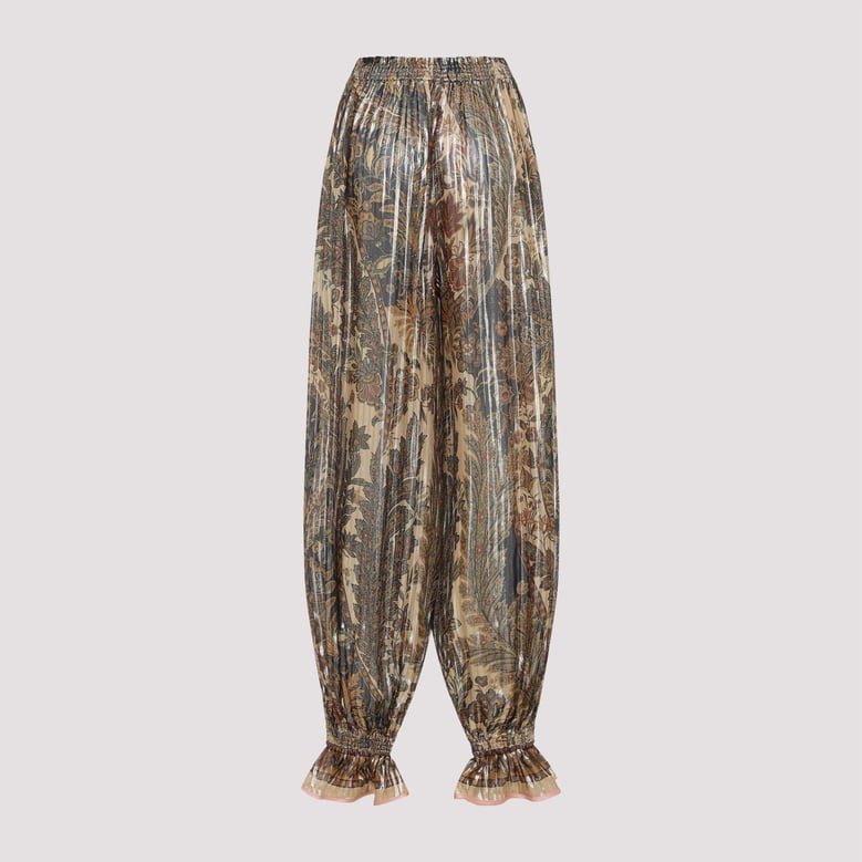 pleated silk-blend trousers by Selfnex