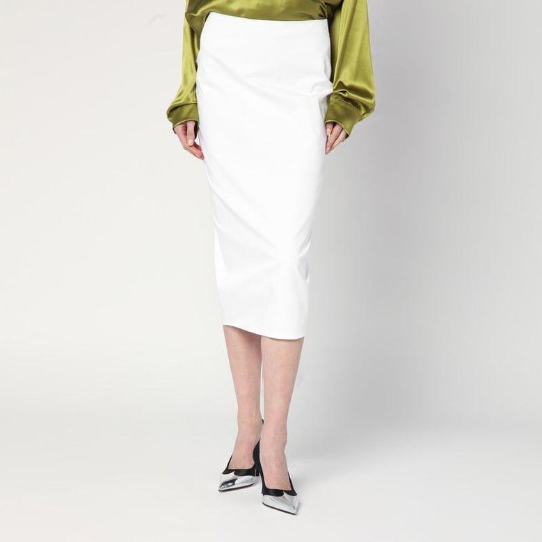 white cotton midi skirt by Selfnex