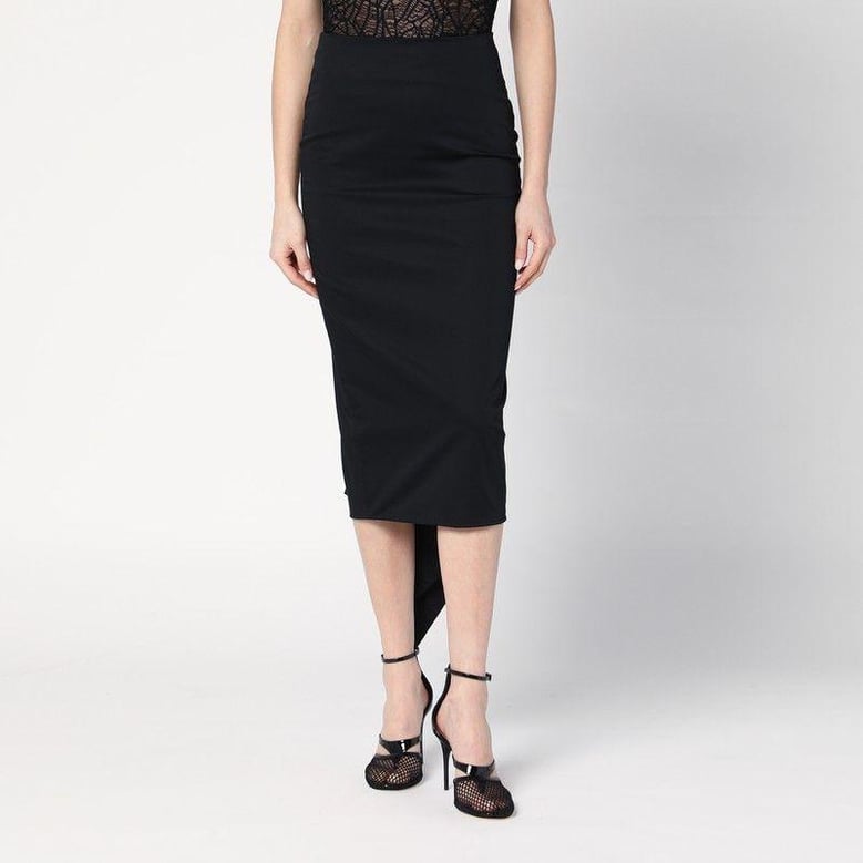 black cotton midi skirt by Selfnex