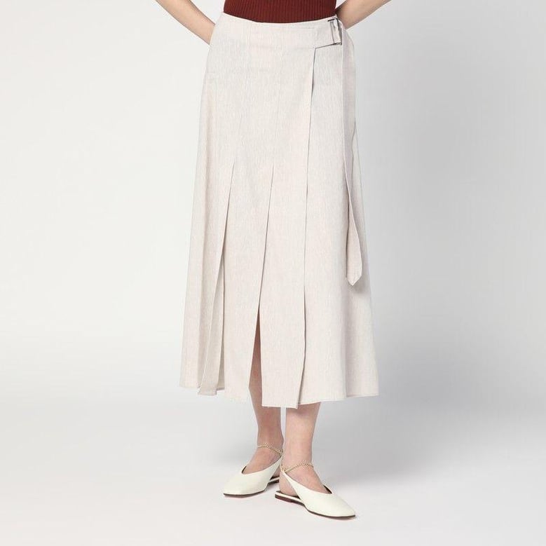 traxs grey mélange skirt in linen blend by Selfnex