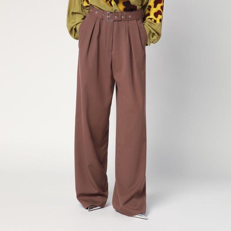 wide taupe cotton trousers by Selfnex