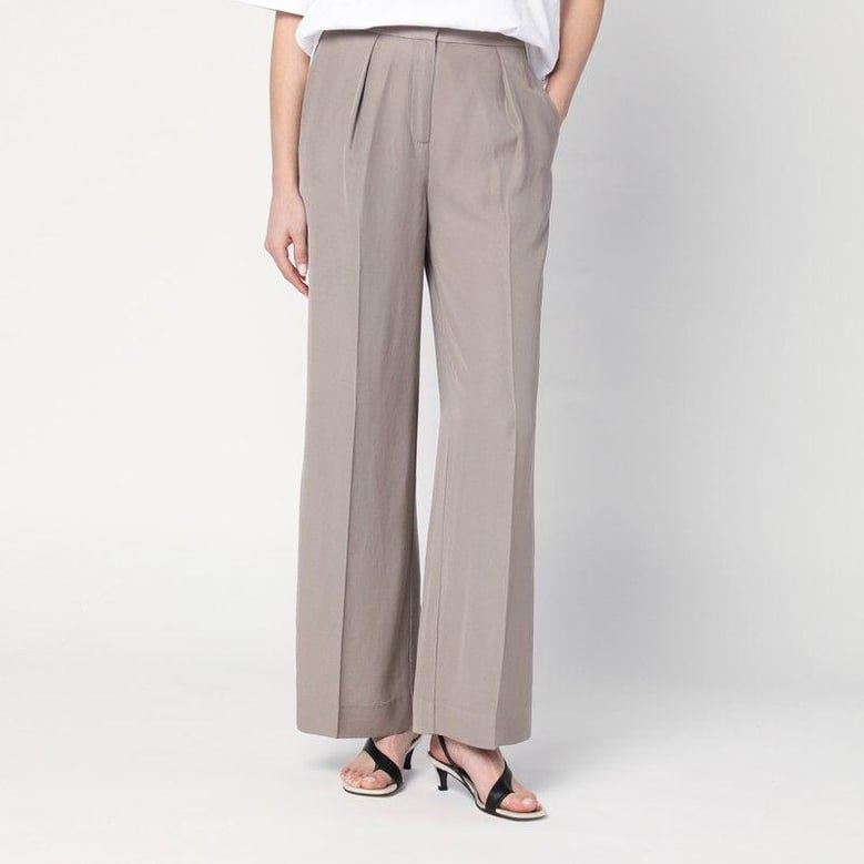 ash grey trousers in linen blend by Selfnex