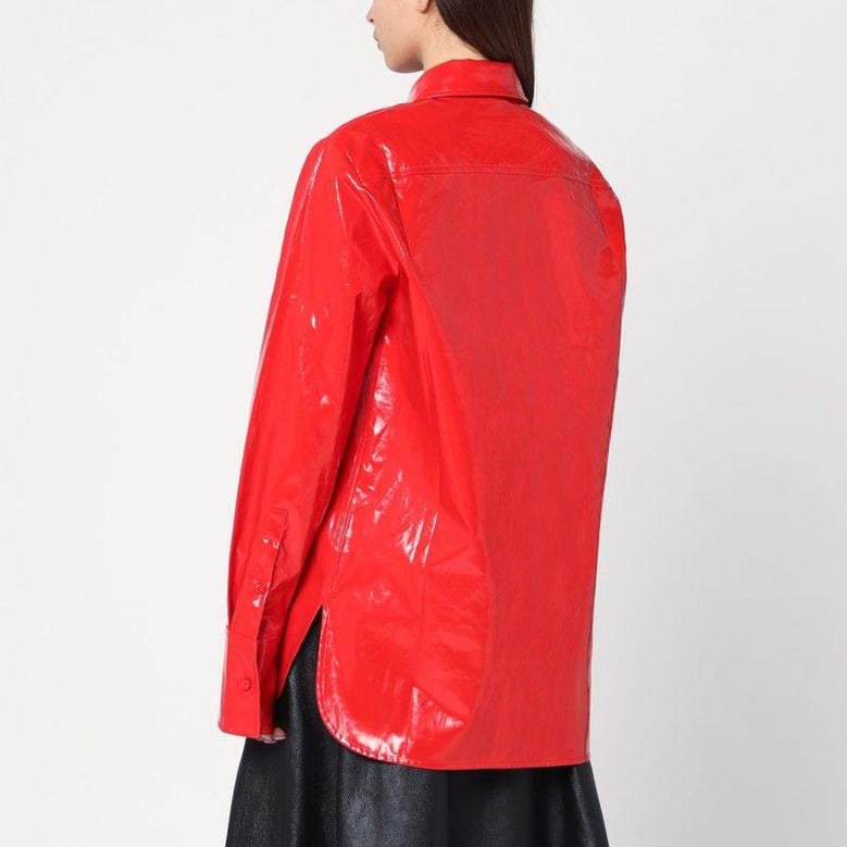shiny linen shirt with red tie by Selfnex