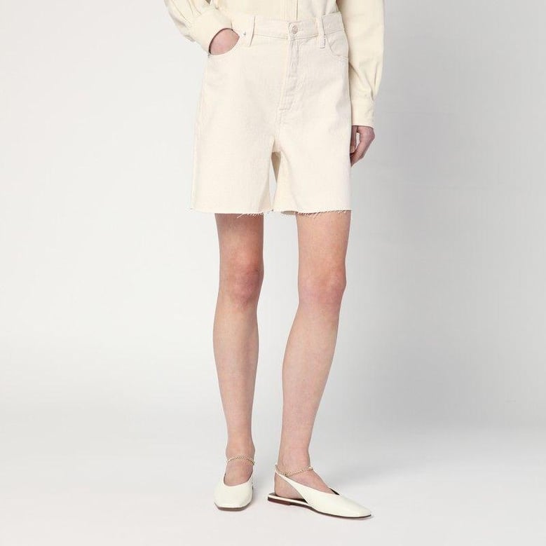 butter-coloured denim bermuda shorts by Selfnex
