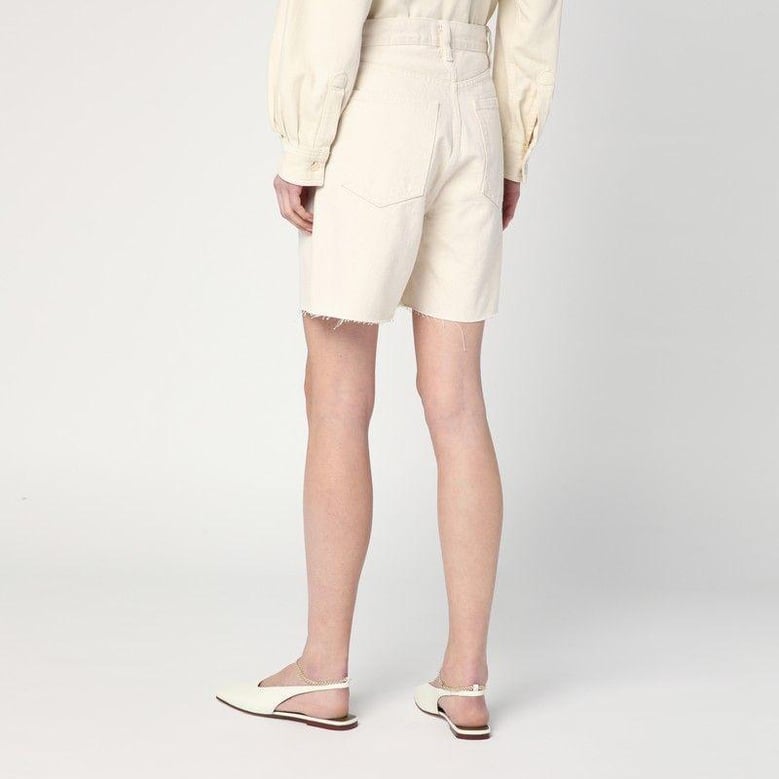 butter-coloured denim bermuda shorts by Selfnex