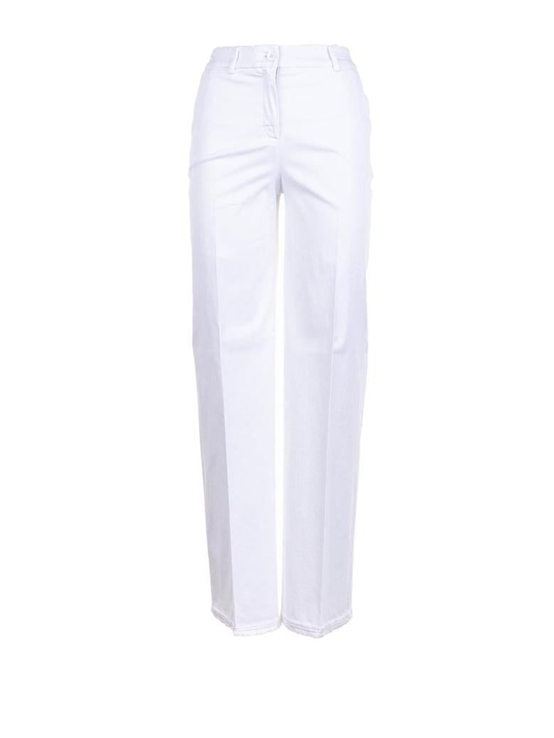 high-waisted white trousers by Selfnex