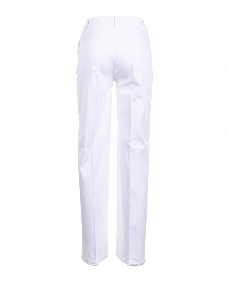 high-waisted white trousers by Selfnex