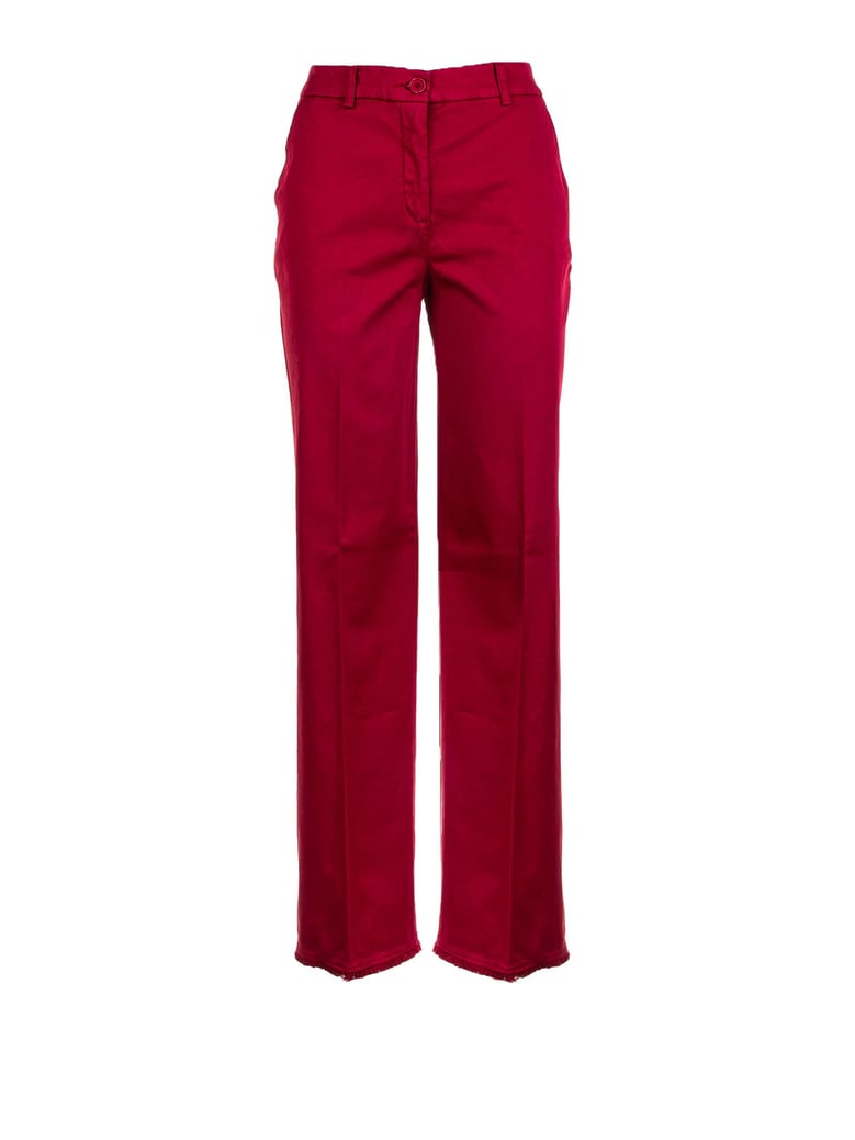high-waisted raspberry trousers by Selfnex