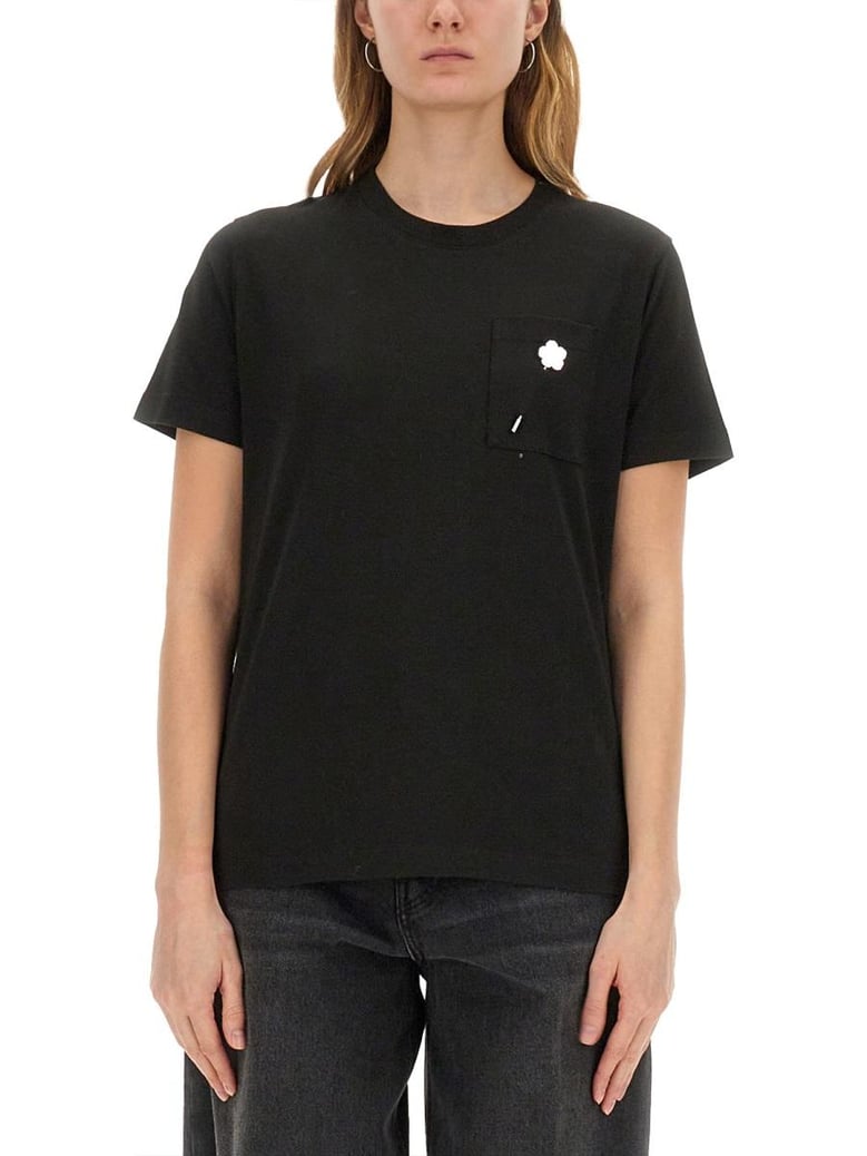 loose t-shirt with boke flower embroidery by Selfnex