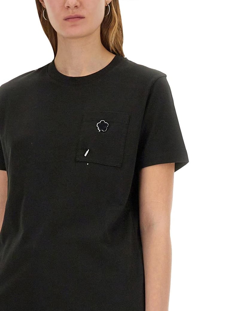 loose t-shirt with boke flower embroidery by Selfnex