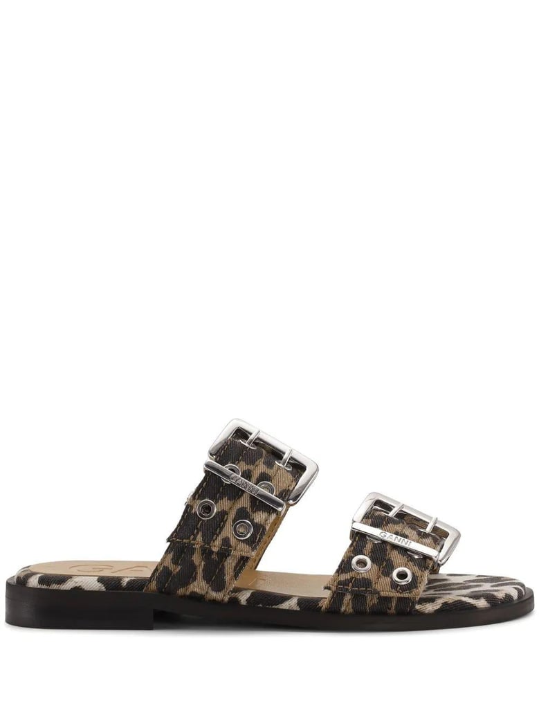 feminine buckle leopard print sandals by Selfnex