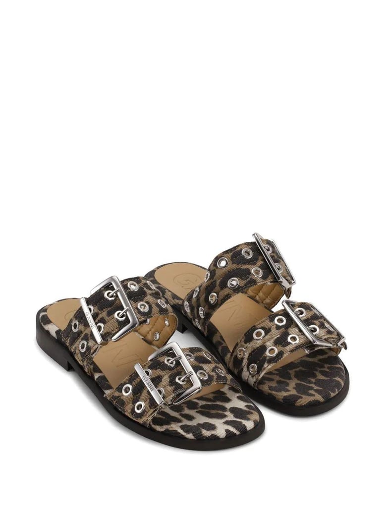 feminine buckle leopard print sandals by Selfnex