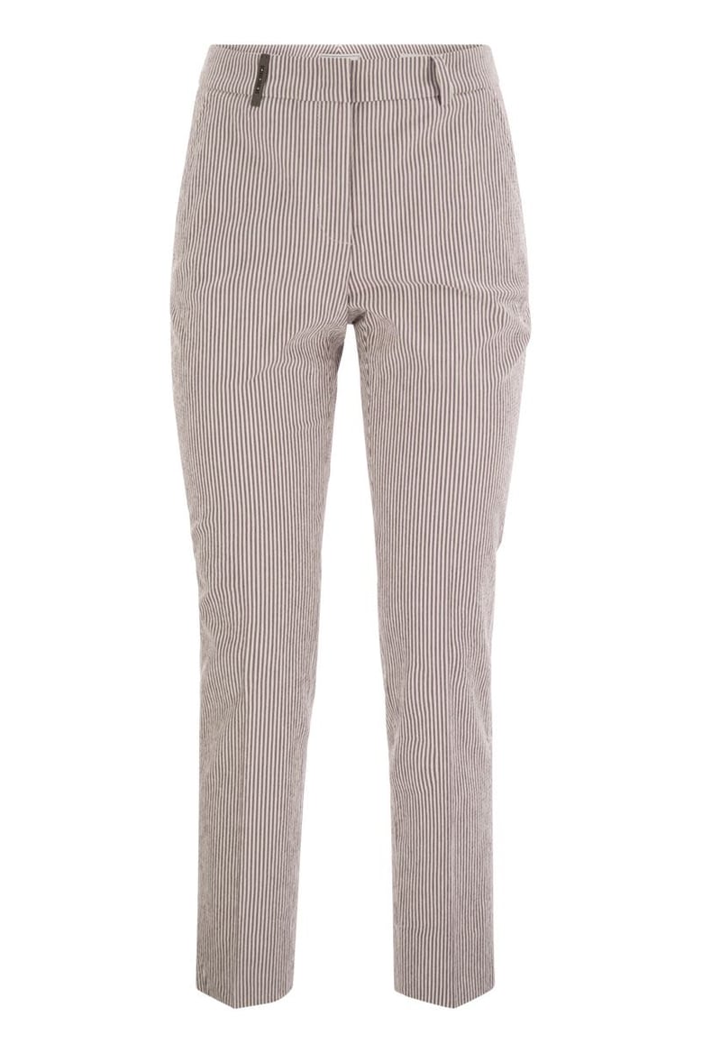 seersucker cotton cigarette trousers by Selfnex