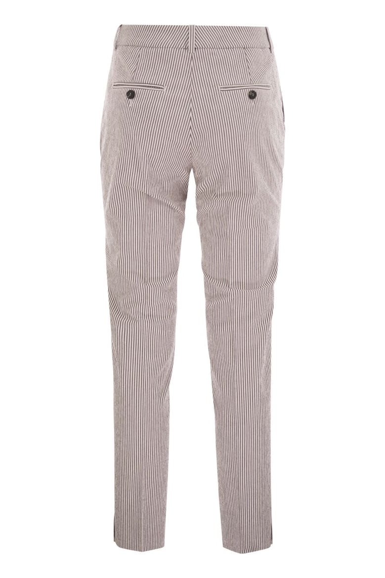 seersucker cotton cigarette trousers by Selfnex