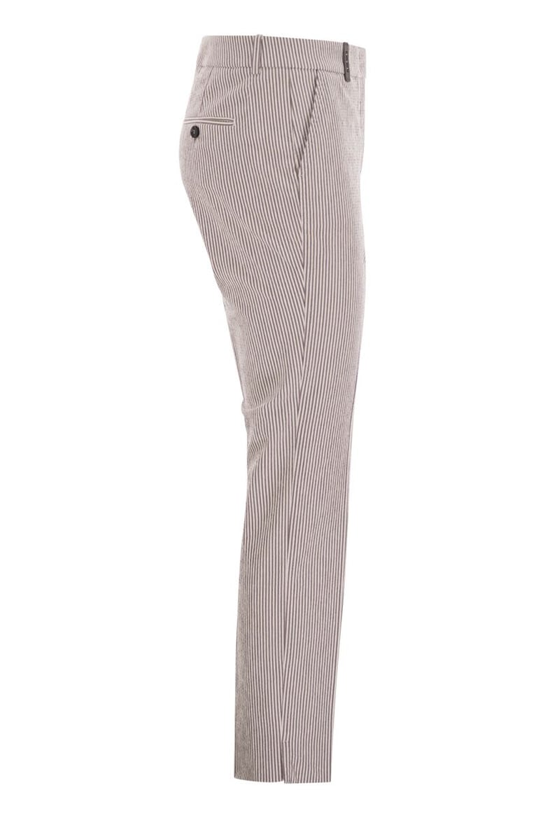 seersucker cotton cigarette trousers by Selfnex